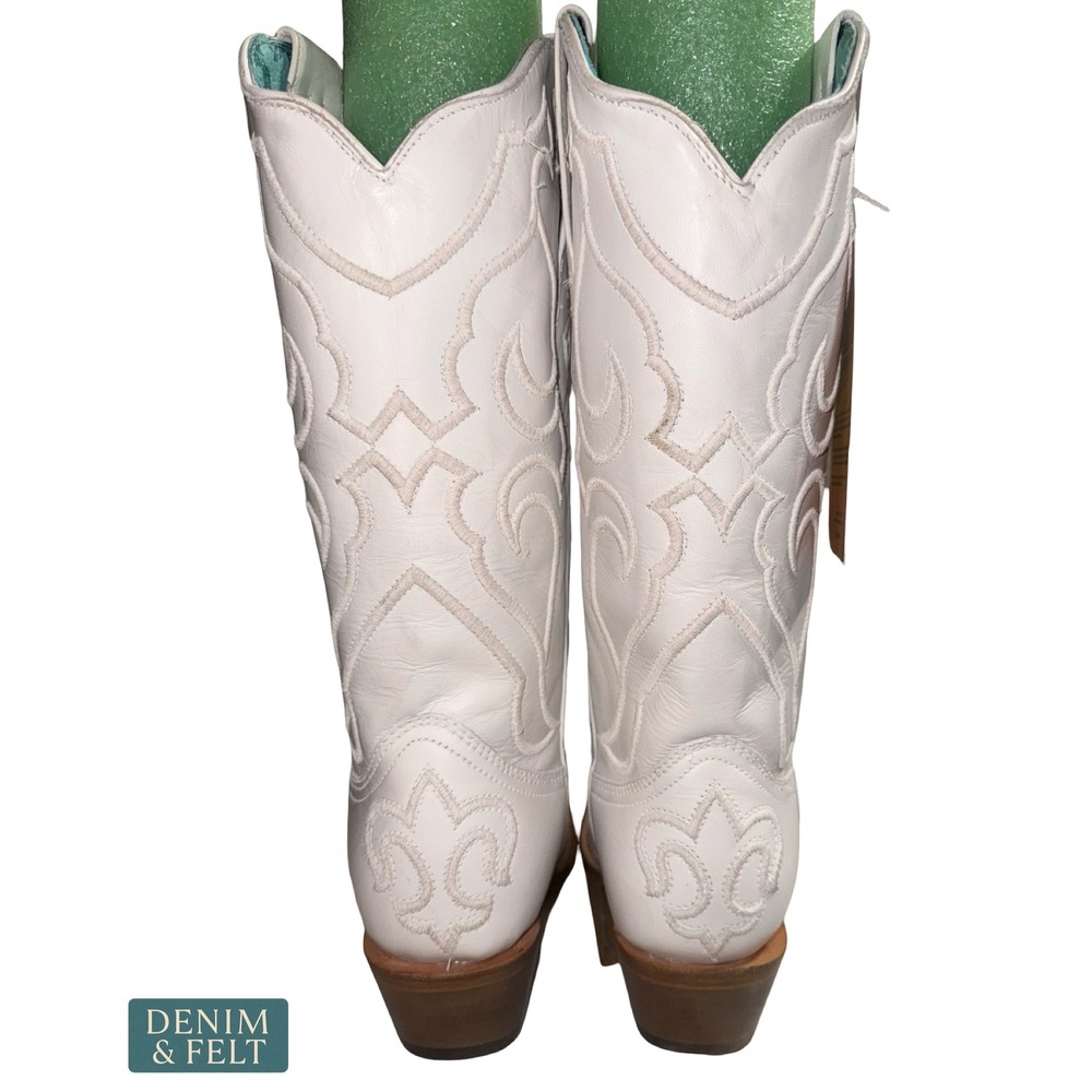 NEW Corral White Snip Toe Embroidered Cowhide Western Cowboy Cowgirl Boots 8M - Picture 11 of 16